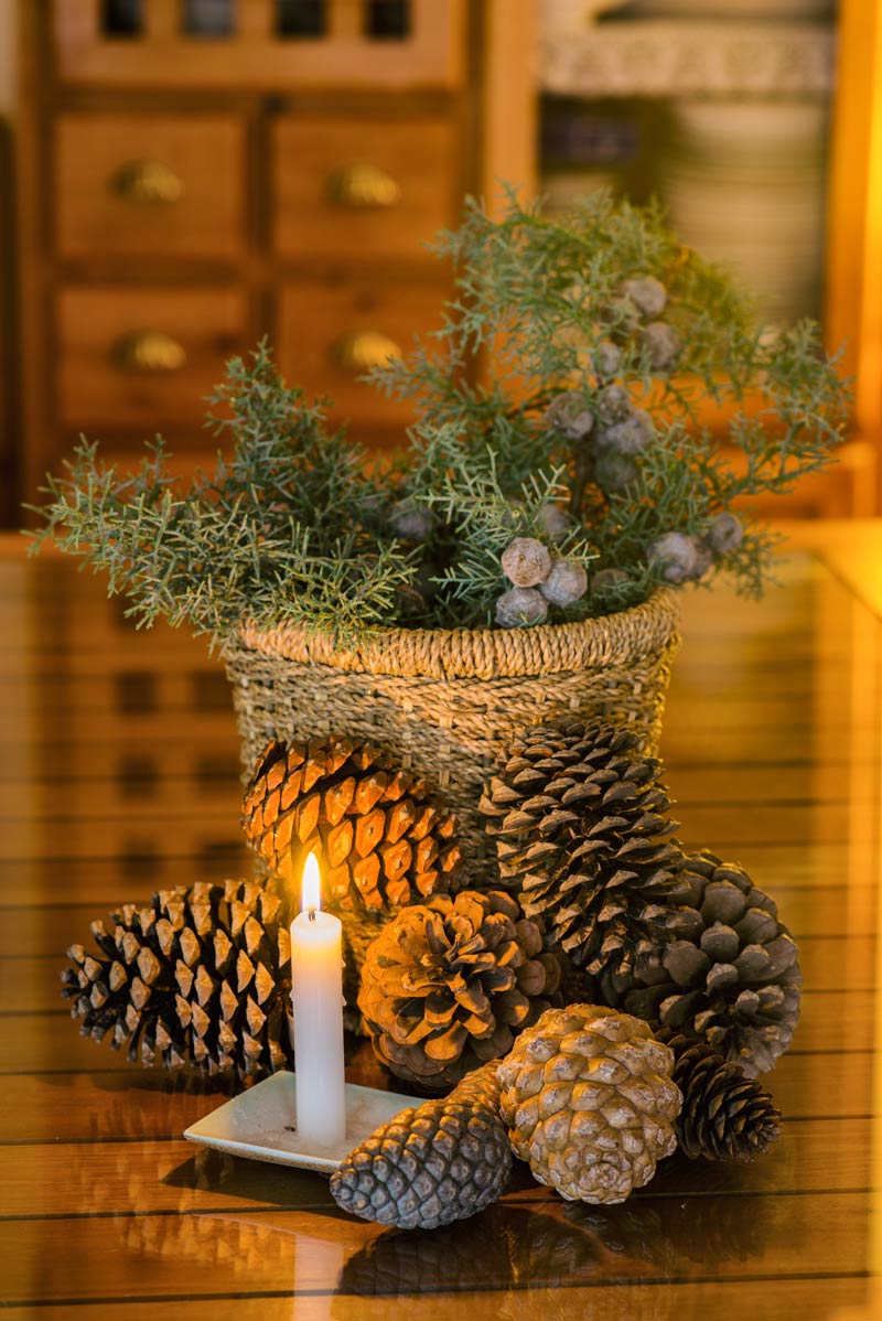 Décoration Noël DIY avec pommes de pin.