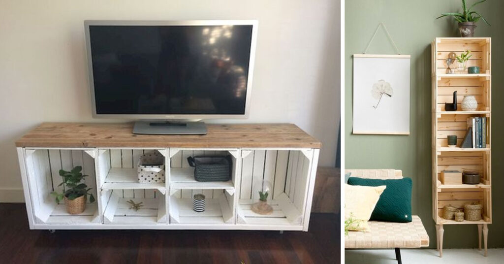 Réaliser Un Superbe Meuble Diy Avec Des Caisses En Bois 15