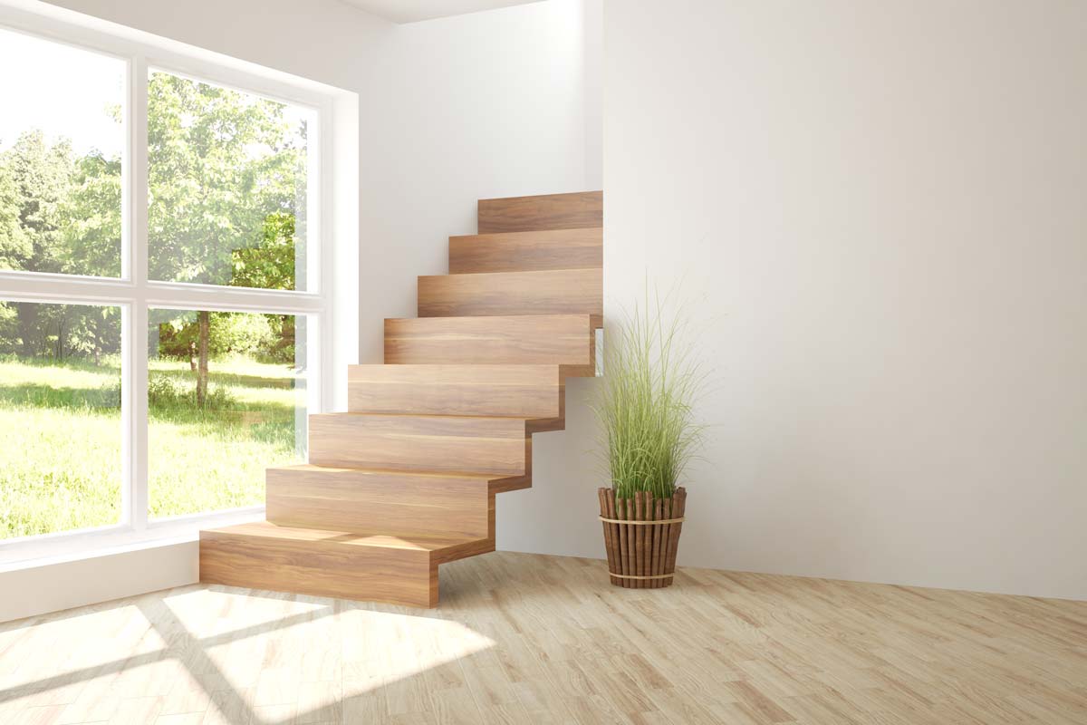 Escalier en bois effet suspendu