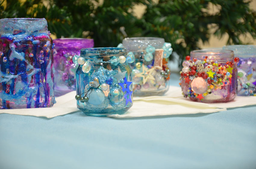 Pots en verre récupérer pour décorations Noël DIY