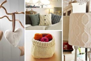 Recyclage de vieux pulls en laine pour créer des décorations d'intérieur.