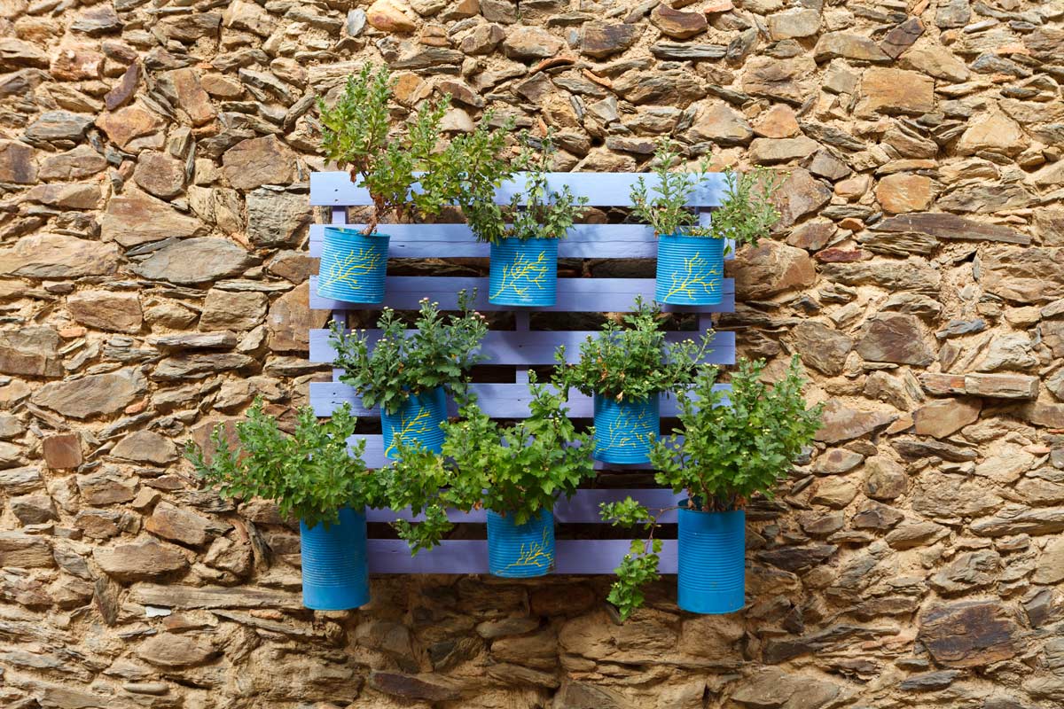 Décorer le jardin en recyclant des palettes et des boîtes de conserve