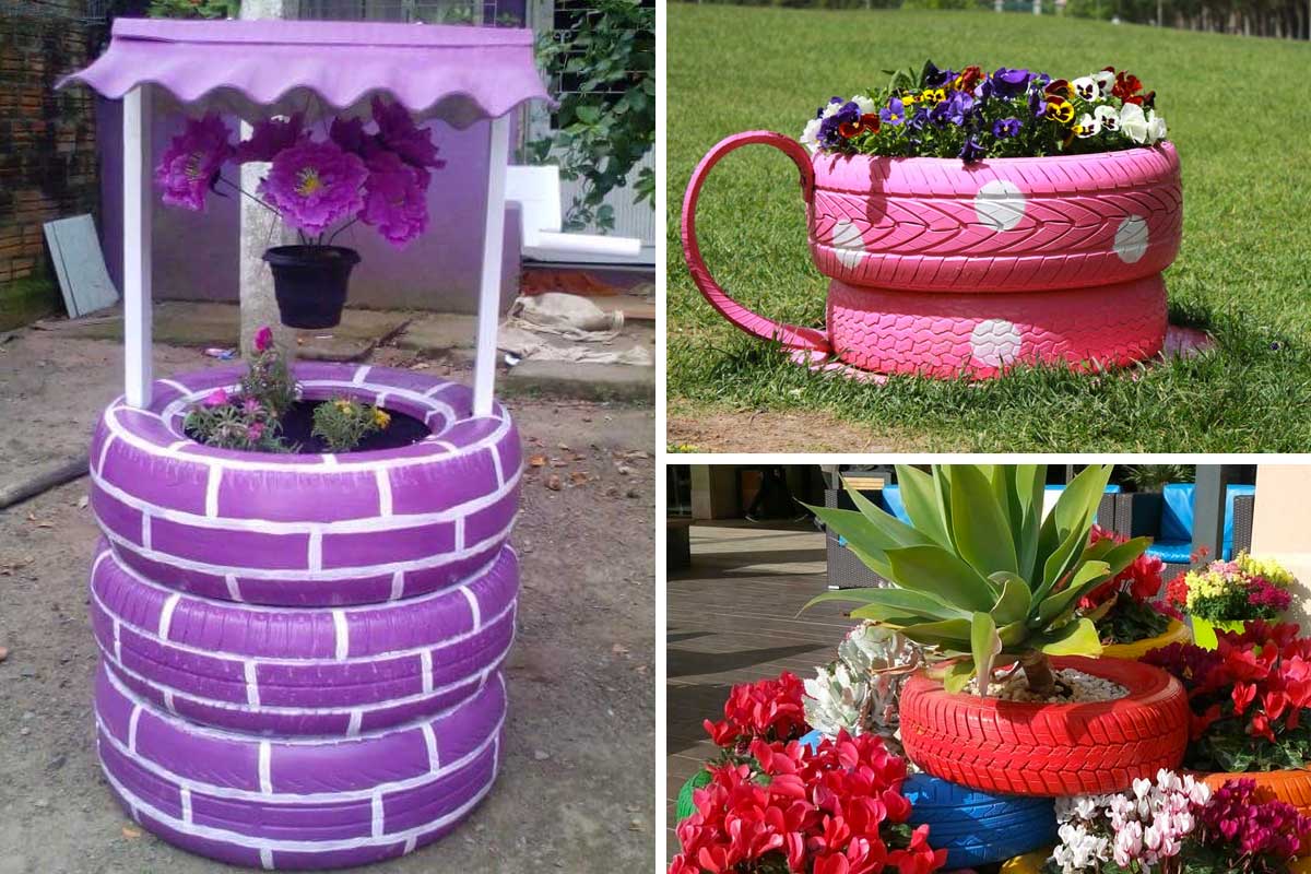 jardinière DIY originale recyclage de vieux pneus