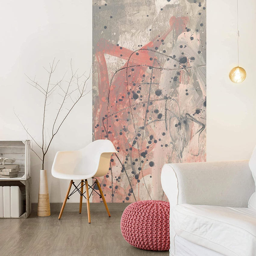 Papier peint moderne avec peinture grise et rose, magnifique dans un salon moderne.