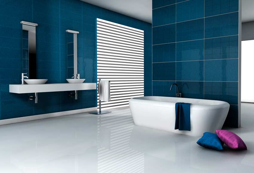 Salle de bain bleue