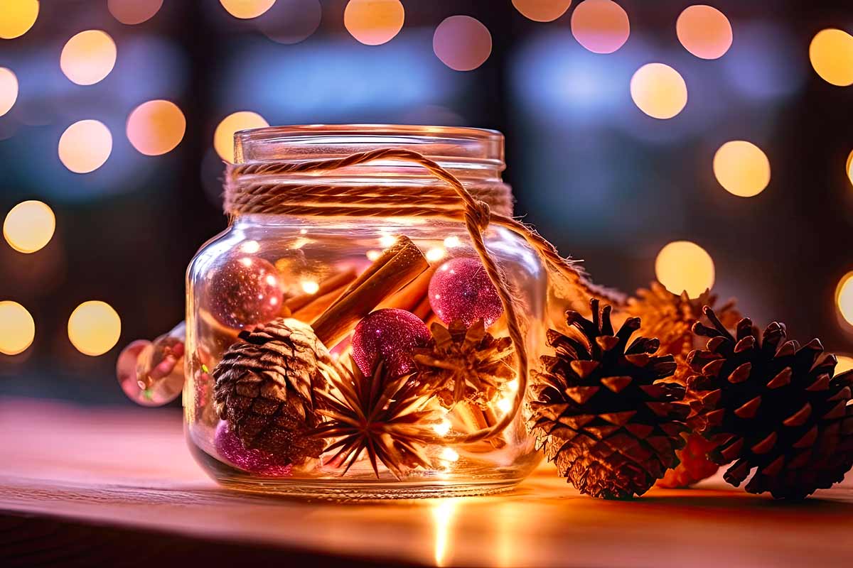 bocaux en verre récup' décorations de Noël
