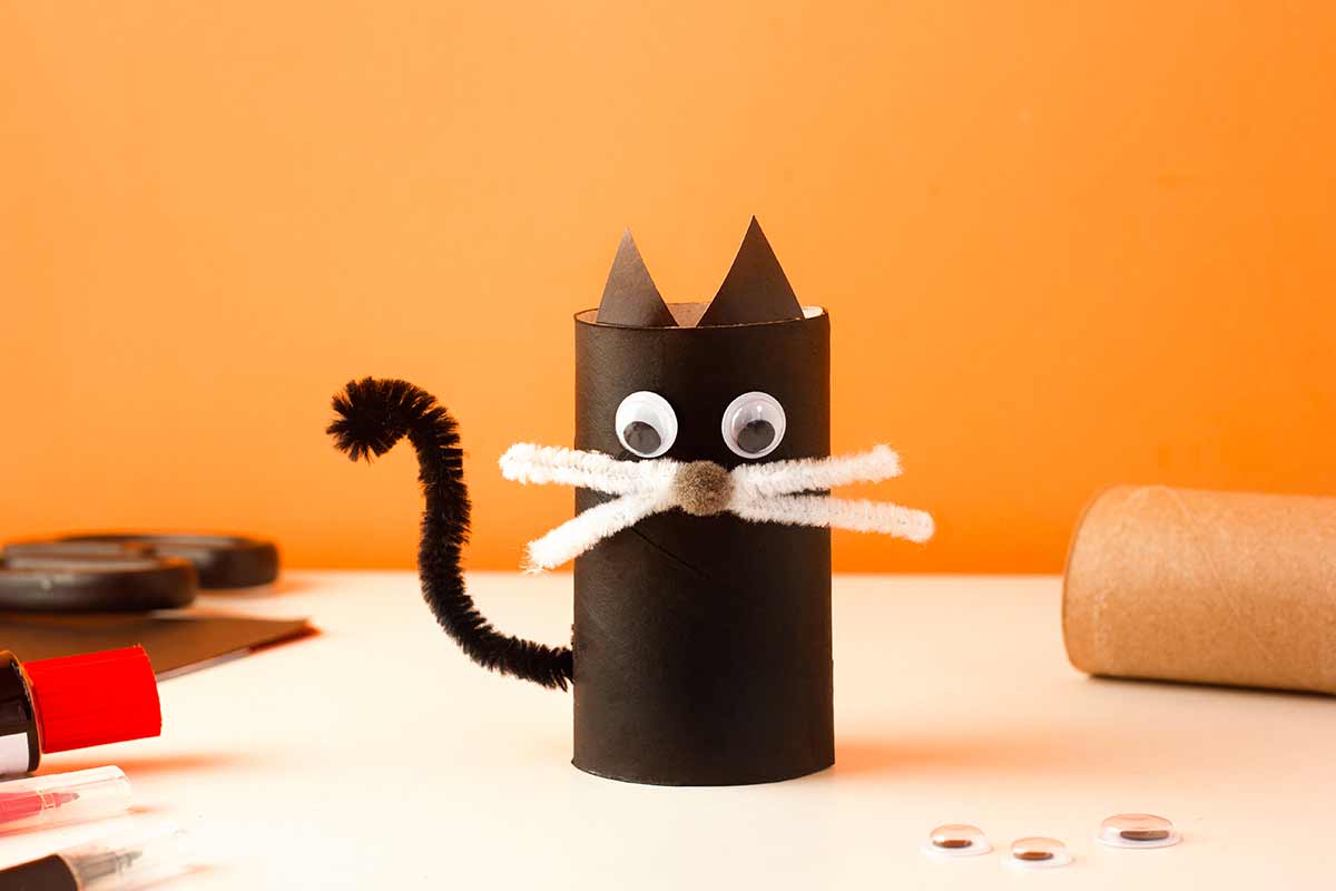 chat noir rouleau papier toilette pour Halloween