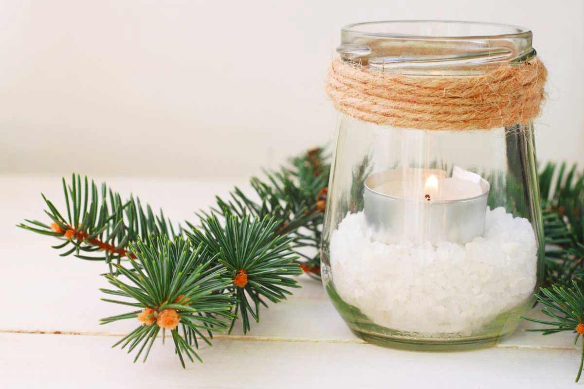 centre de table DIY avec pot en verre recyclé