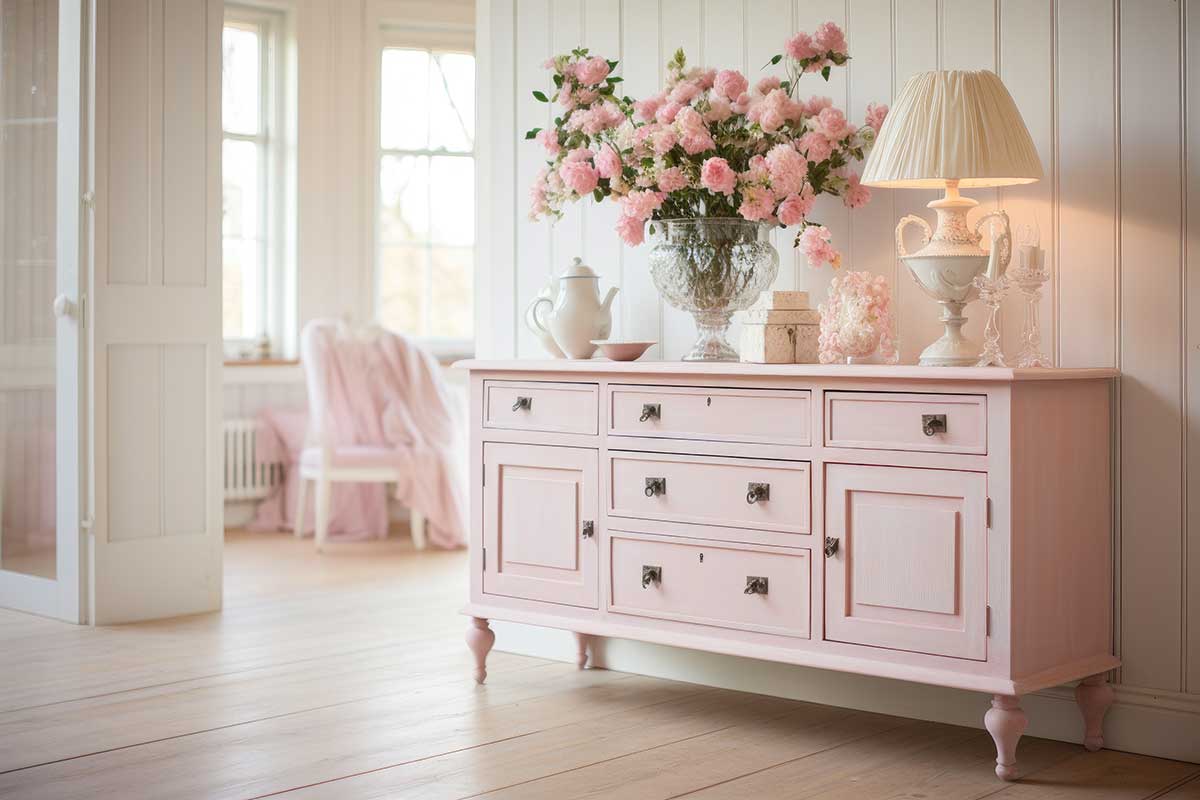 meuble rose ancien style shabby