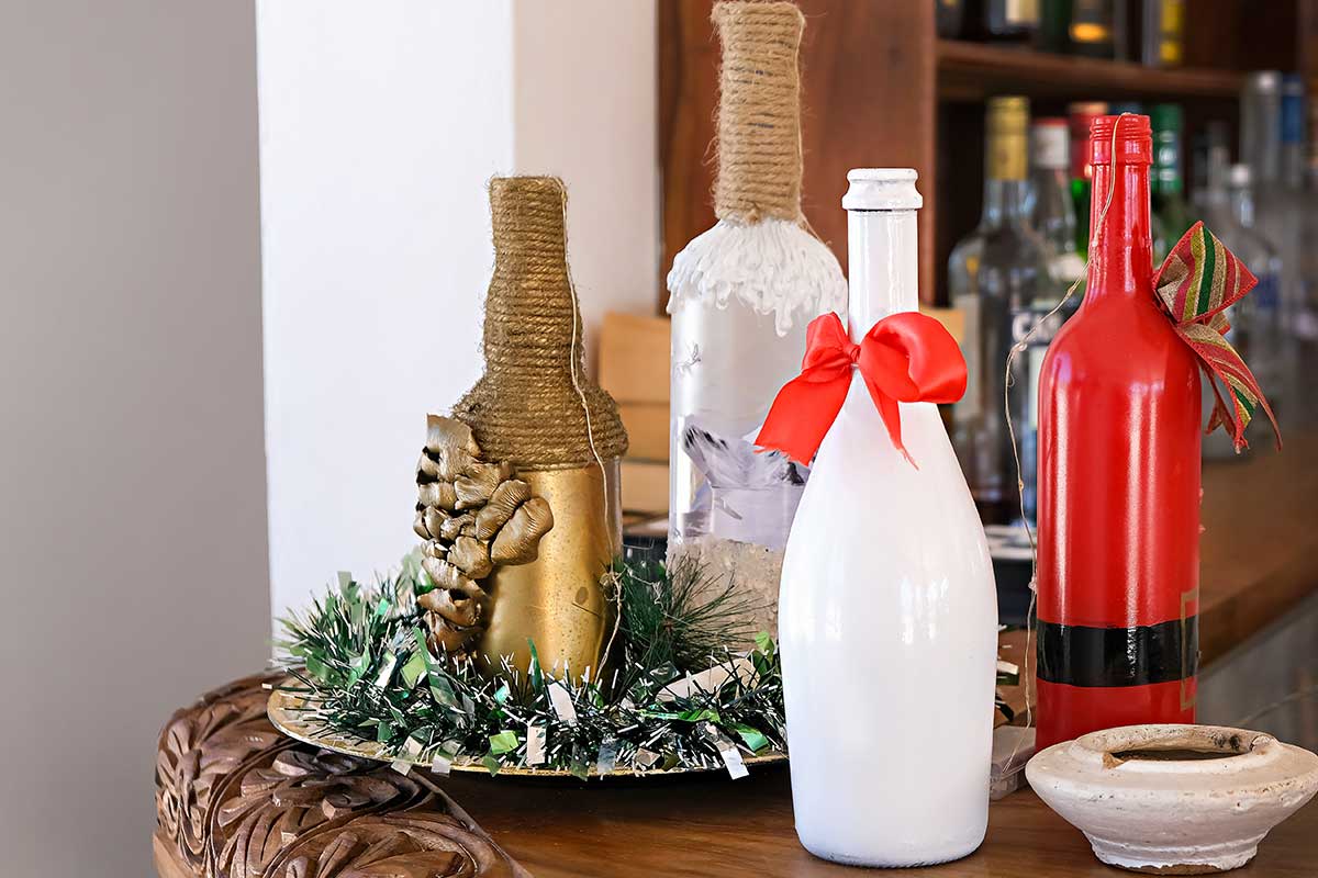 bouteilles décorées pour Noël