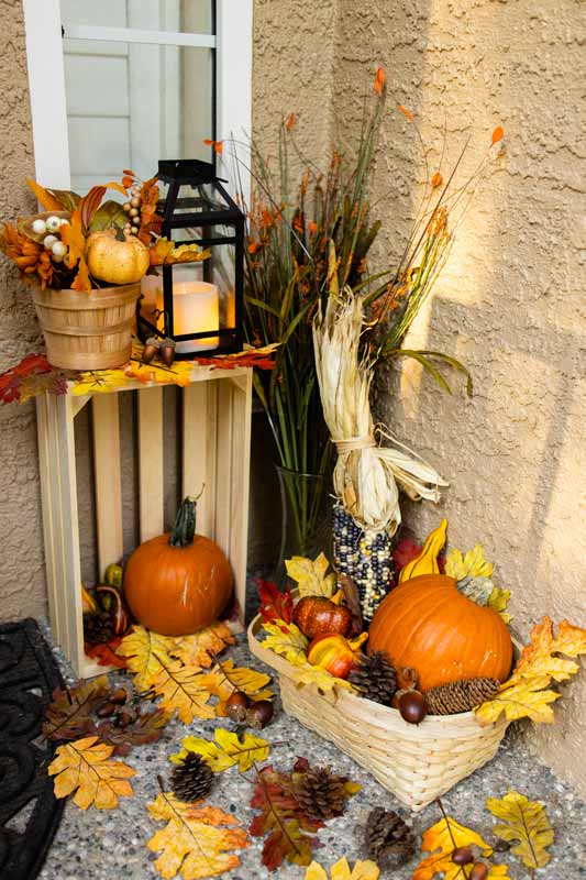 cagettes en bois décorées en automne