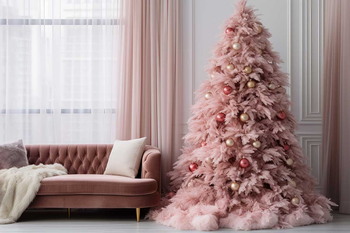 Le sapin de Noël rose pastel