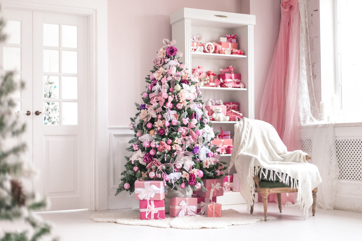 décorations rose shabby pour Noël